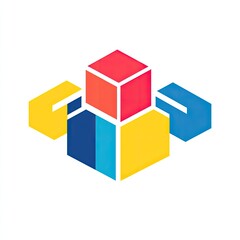 Colorful interconnected cubes abstract graphic design