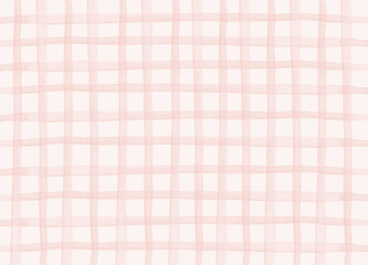 水彩で手描きしたピンク色のチェック柄＿薄ピンクの背景に大きいチェック模様
