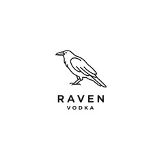 Minimalist Raven Logo Design for Beverage Branding with Clean Black and White Style