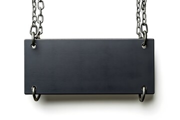 Blank Sign Hangs, Chains Securely Attached, Dark Gray