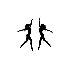 Silhouette of Two Dancers Performing Gracefully in Sync