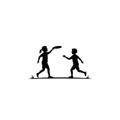 Silhouette of Children Playing Frisbee Together in a Park Setting