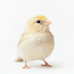 Obraz premium Small Yellow Bird on White Background, Nature, Wildlife, Ornithology, Feather