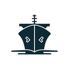 cargo Ship silhouette vector icon, container ship vector 
logo design, element