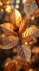 Golden Autumn Leaves Closeup
