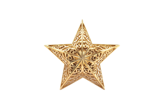 Intricate Gold Star Dazzling Design Elegant Luxury Festive Ornament - Powered by Adobe