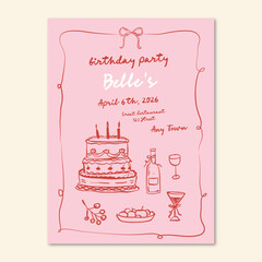 Whimsical hand-drawn birthday party
