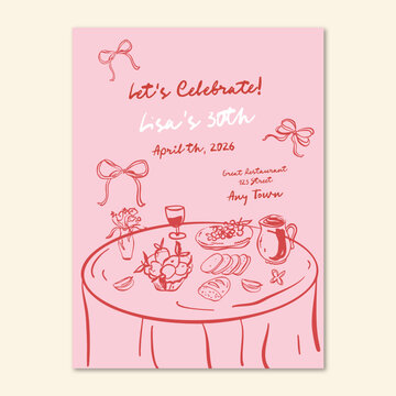 Whimsical hand-drawn birthday party