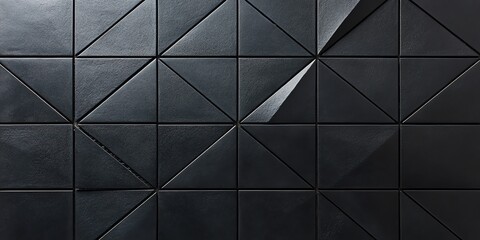 Black matte ceramic tiles with a striking triangular diamond pattern, perfect for modern interiors, wall decor, and sleek architectural designs.
