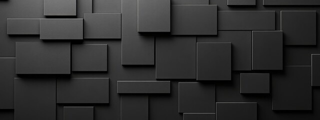 Refined geometric patterns and shapes on black background with copy space for design. Perfect for modern banner templates, abstract minimalist wallpaper, simple geometric modern wallpaper.
