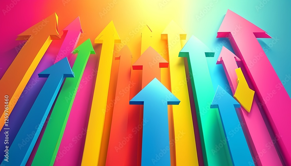 Poster dynamic colorful arrows representing growth and direction in abstract design digital artwork bright 