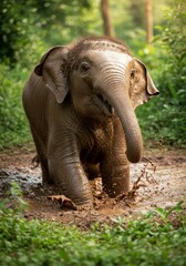 Fototapeta premium Playful Baby Elephant 