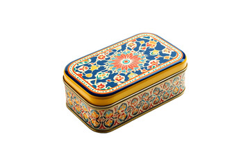 Ornate Decorative Tin Box Exquisite Craftsmanship Vibrant Colors Intricate Design