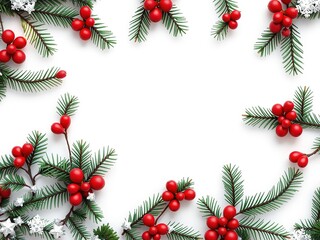 Fototapeta premium Festive Holly and Textured Christmas Backdrop for Joyous Celebrations
