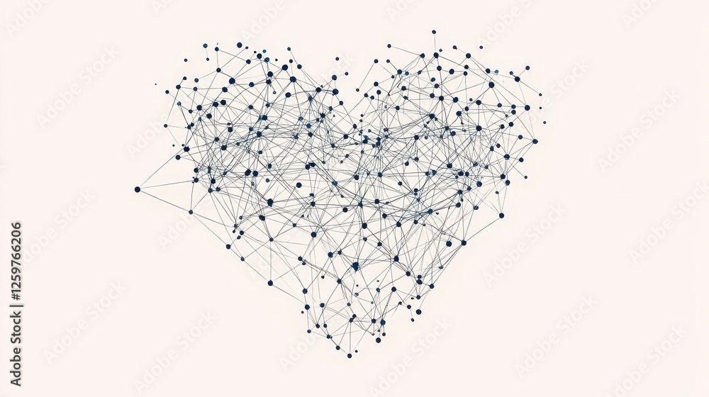 Poster abstract blue and grey heart shape particle design