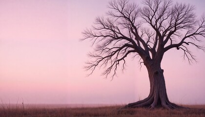  Majestic Tree Silhouette at Sunset in Desert Landscape