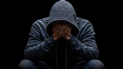 Hopelessness in the Dark Face-Covering Hoodie for Emotional Reflection Fear of Justice