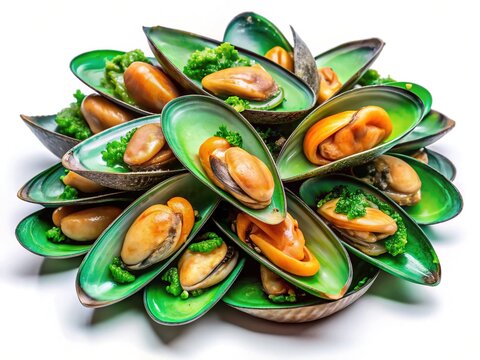 Green-lipped Mussels with Barnacles on Shells for Sale at Seafood Markets