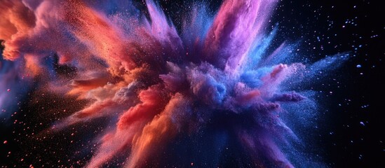 Colorful Powder Explosion in Dark Space