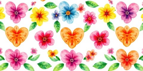 Obraz premium Heartfelt Hues: A Watercolor Tapestry of Summer Flowers
