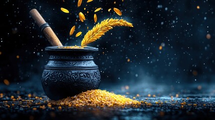 Joyful Pongal: Vibrant South Indian Festival Card with Traditional Rice Pot