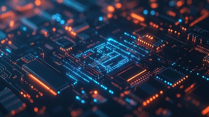 Obraz premium Illuminated Circuit Board Showing Technological Advancement