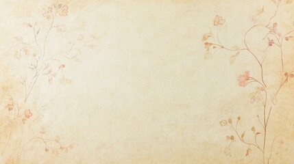 Blank Parchment Texture with Delicate Floral Imprints: Feminine Elegance, Soft Pastel Hue, Clean Center Space, Slightly Angled Perspective, Soft Diffused Lighting