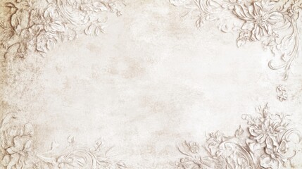 Blank Parchment Texture with Delicate Floral Motifs: Romantic and Whimsical Design for Text or Graphics, Featuring Intricate Botanical Illustrations, Top-Down View with Soft, Diffused Lighting