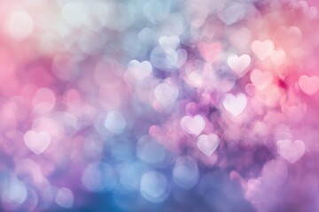 Fototapeta premium Abstract Hearts Bokeh Background Pink Purple Blue Pastel Lights