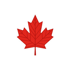 Red Maple Leaf Symbolizing Canada on a White Background