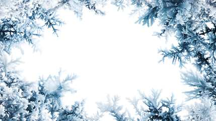 Obraz premium Blue And White Winter Frost Frame Background