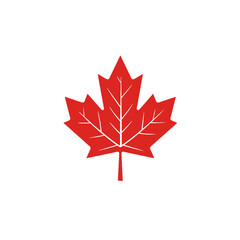 Red Maple Leaf Icon Symbolizing Nature and Canada on White Background