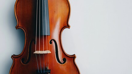 Classical Violin, Musical Instrument,  Stringed Instrument,  Close-up View, Wooden Body,  Brown Varnish,  Elegant Design,  Musical Art,  Intricate Detail,  