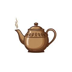 Vintage Ceramic Teapot with Steam Emitting from Its Spout on White Background