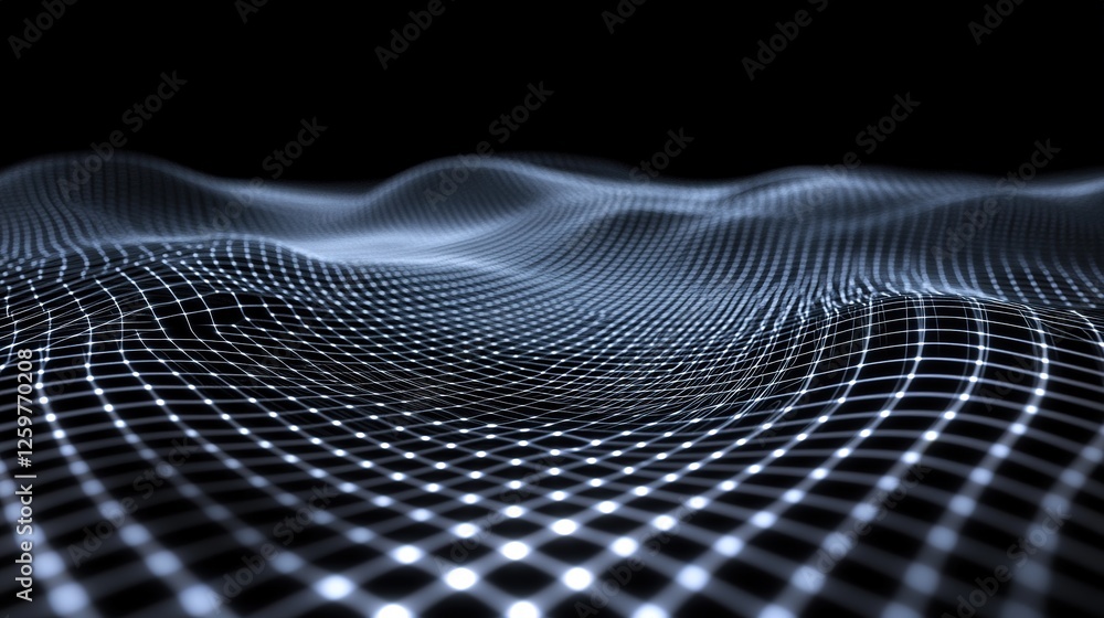 Aufkleber abstract wavy grid pattern digital network design