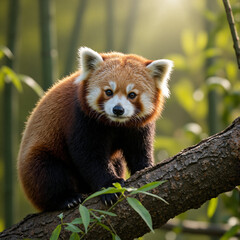 Fototapeta premium red panda in tree