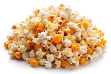 Scattered Popcorn Kernels on White