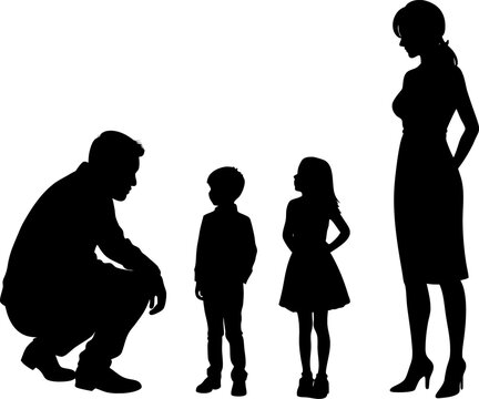 Vektor Silhouette K&ouml;rper - Familie mit zwei Kindern