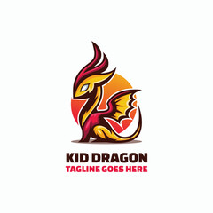 Kid Dragon Mascot Cartoon Logo