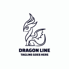 Obraz premium Dragon Line Art Logo