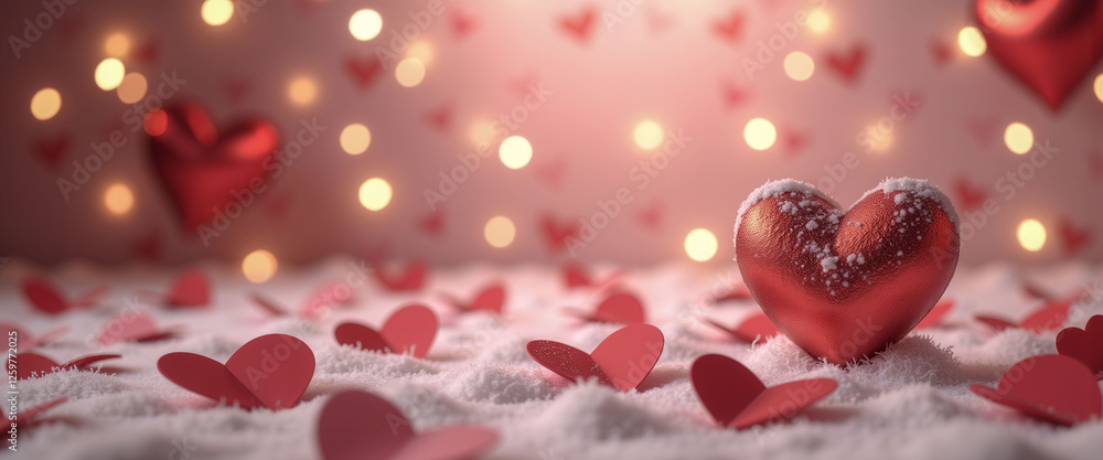 Poster a beautiful pink background with a variety of pink flowers and hearts scattered throughout. the hear