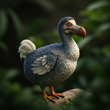 Dodo Bird Perched on Branch Extinct Animal with Unique Features