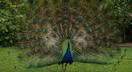 Obraz premium Peacock with Open Feathers 