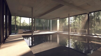 Modern Minimalist Home with Indoor Pool and Tranquil Garden View