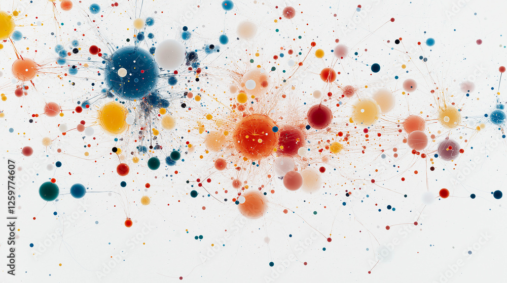 Aufkleber abstract colorful explosion: a vibrant burst of color, with tiny, spherical droplets exploding outwa