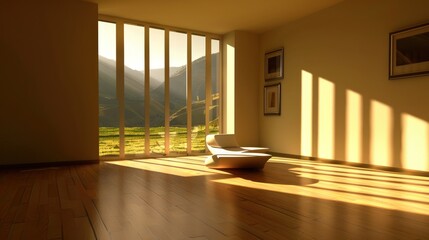 Fototapeta premium Serene Mountain View Living Room