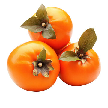 Fresh rpe persimmons isolated on a clean Transparent background perfect for culinary presentations and healthy snacks, Rpe persimmons isolated on PNG background