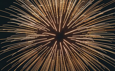 Obraz premium Stunning Golden Fireworks Burst Night Sky Radial Light Streaks Celebration Festive Background