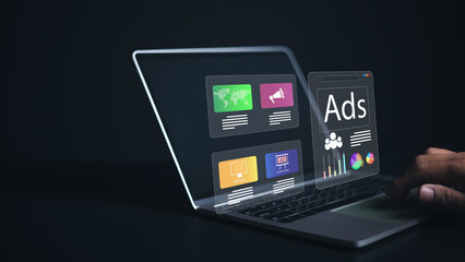 Ad, Market, Product ads, Online advertising concept Internet advertising digital marketing social...