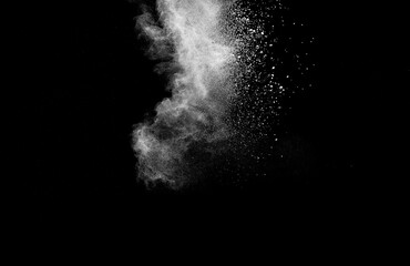 White cloud of powdery substance is floating in the air
